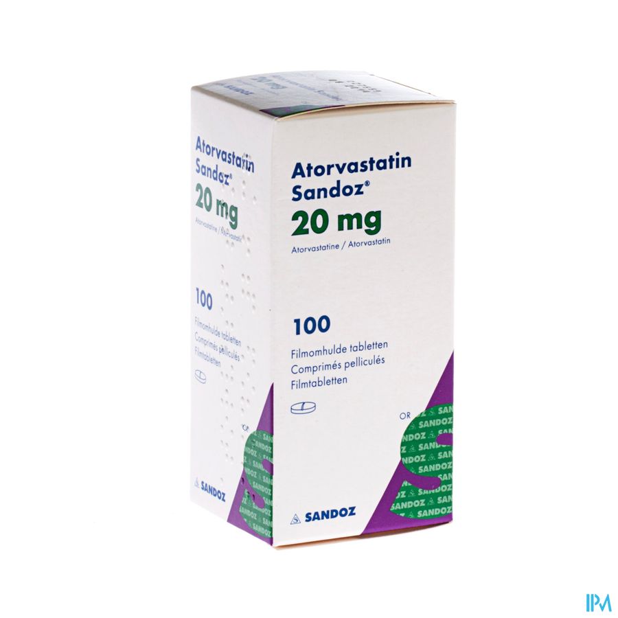 Atorvastatin 20mg Sandoz Filmomh Tabl 100 Fl Hdpe 1