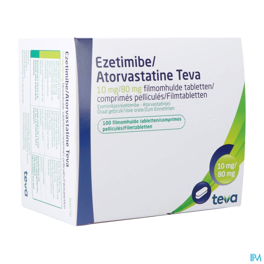 Ezetimibe Atorvastatine Teva 10/80mg Film.tabl 100 Ezetimibe Atorvastatine Teva 10/80mg Film.tabl 100