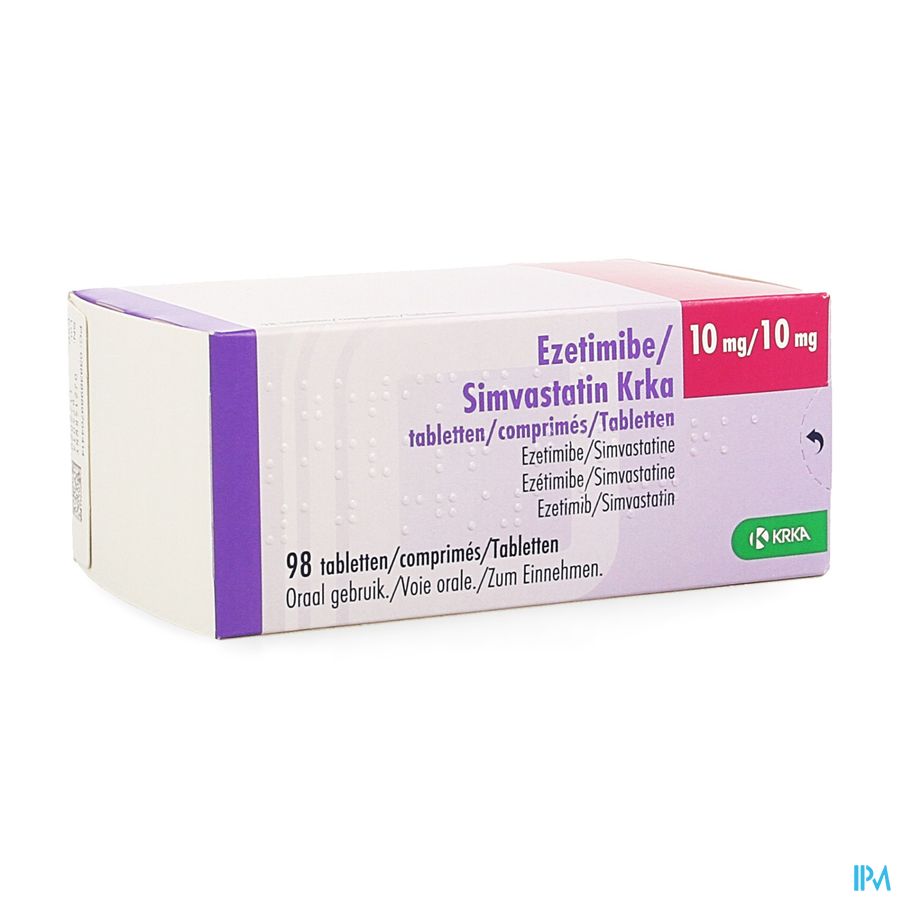 Ezetimibe Simvastatin Krka 10mg/10mg Comp 98 Ezetimibe Simvastatin Krka 10mg/10mg Comp 98
