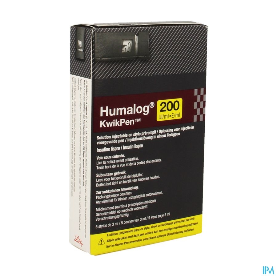 Humalog 200ie/ml Kwikpen Voorgevulde Pen 5x3ml Humalog 200ie/ml Kwikpen Voorgevulde Pen 5x3ml