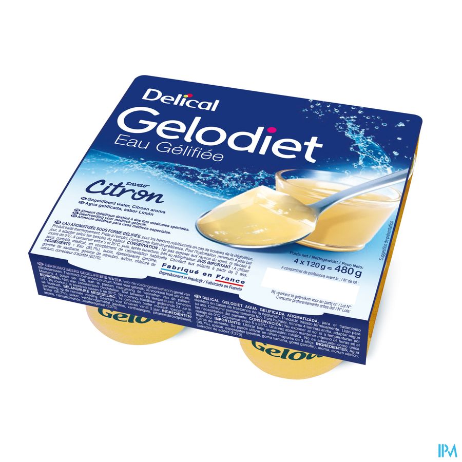 Gelodiet Gelwater Gesuikerd Citroen Pot 4x120g Gelodiet Gelwater Gesuikerd Citroen Pot 4x120g