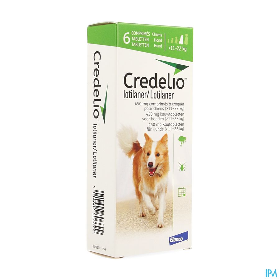 CREDELIO CHIEN >11-22KG 6 COMP CROQ VETER 450 MG