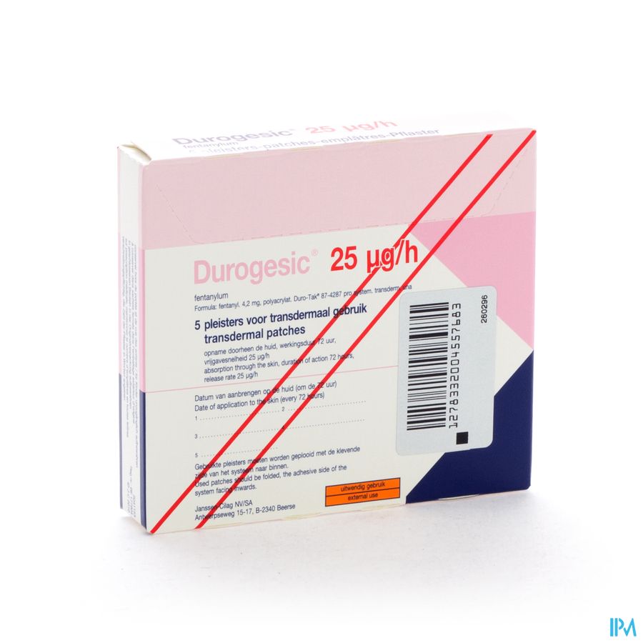 Durogesic Pl Emp 5x 25mcg/heure/uur