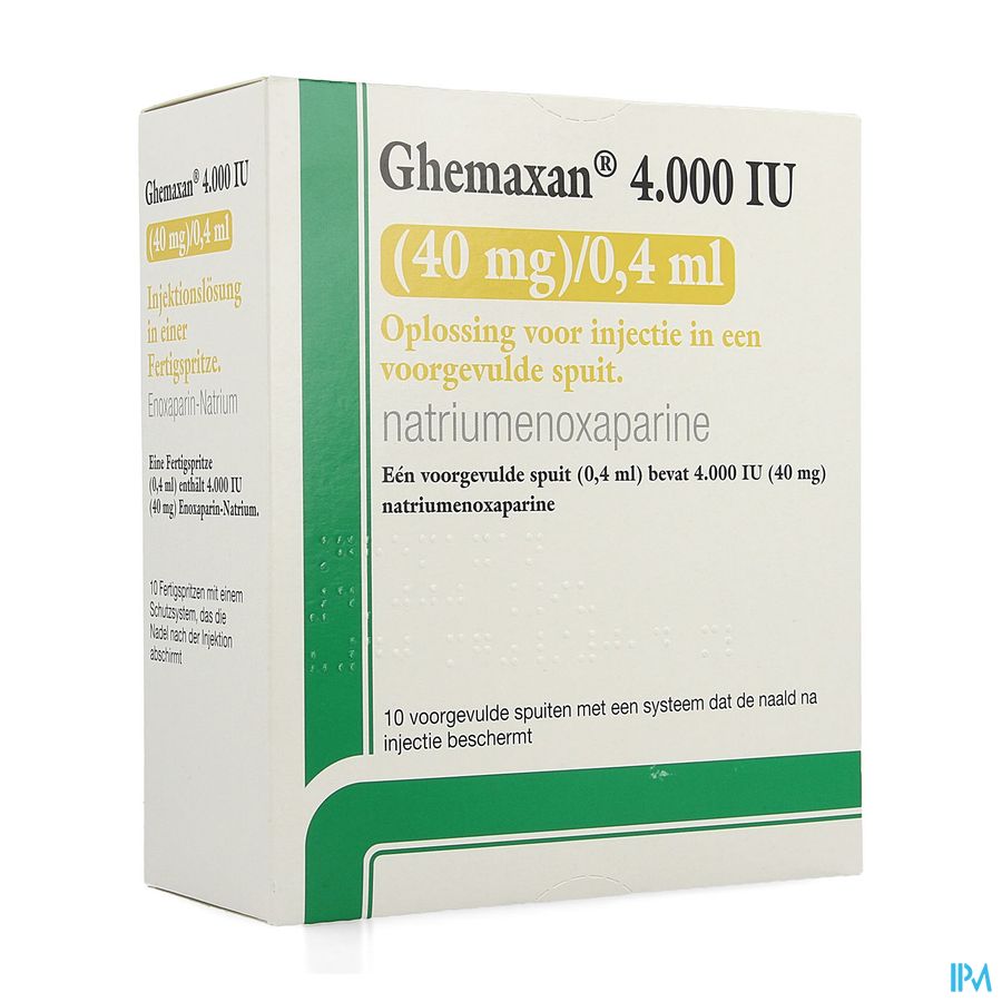 Ghemaxan 4.000ie 40mg/0,4ml Voorg.sp. 10+nldbesc Ghemaxan 4.000ie 40mg/0,4ml Voorg.sp. 10+nldbesc