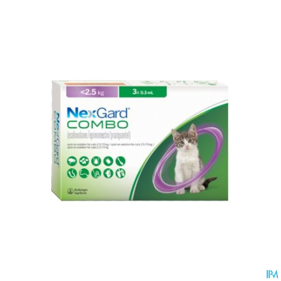 Nexgard Combo Spot-on Kat <2,5kg Opl 3x0,3ml Nexgard Combo Spot-on Kat <2,5kg Opl 3x0,3ml