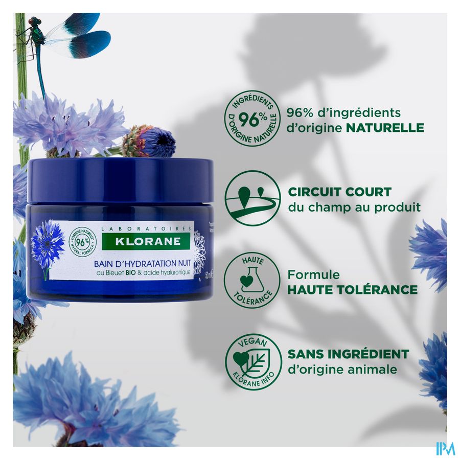 Klorane Visage Bleuet Bain Hydra Nuit 50ml 9