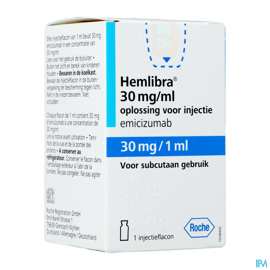 Hemlibra 30mg/1,0ml Opl Inj Fl Inj 1 +cnk 4125928 Hemlibra 30mg/1,0ml Opl Inj Fl Inj 1 +cnk 4125928