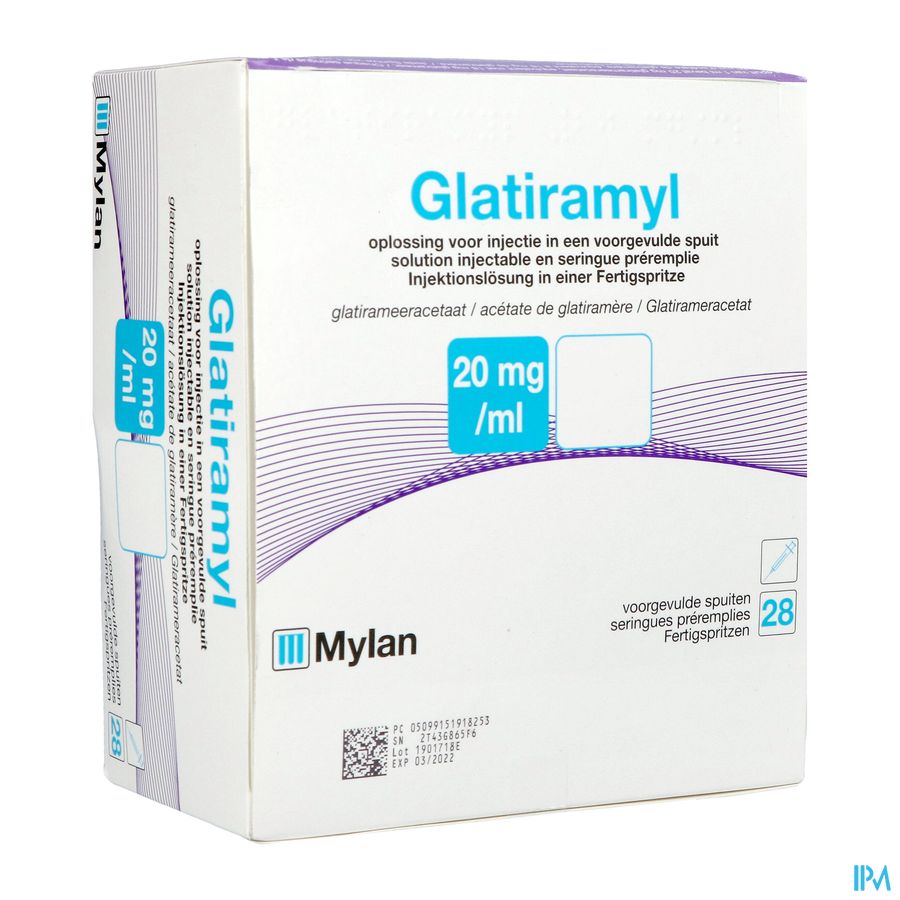 Glatiramyl 20mg/ml Opl Inj Voorgevulde Spuit 28 Glatiramyl 20mg/ml Opl Inj Voorgevulde Spuit 28