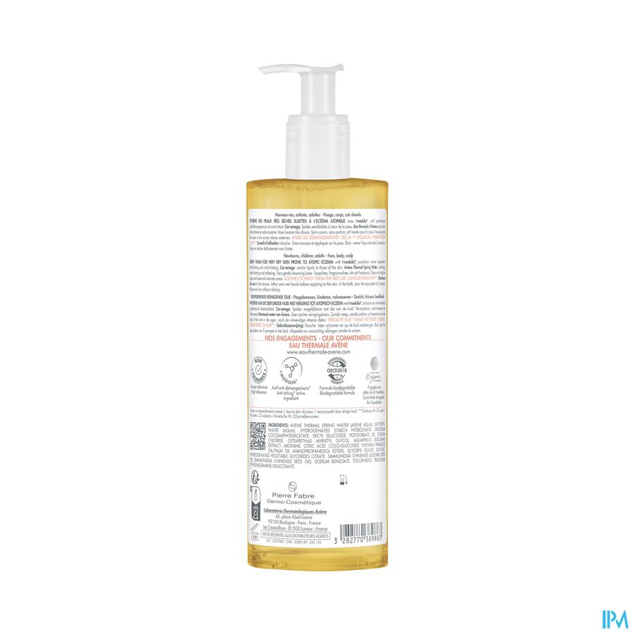 Avene Xeracalm Ad Wasolie Relipiderend 400ml Nf 1