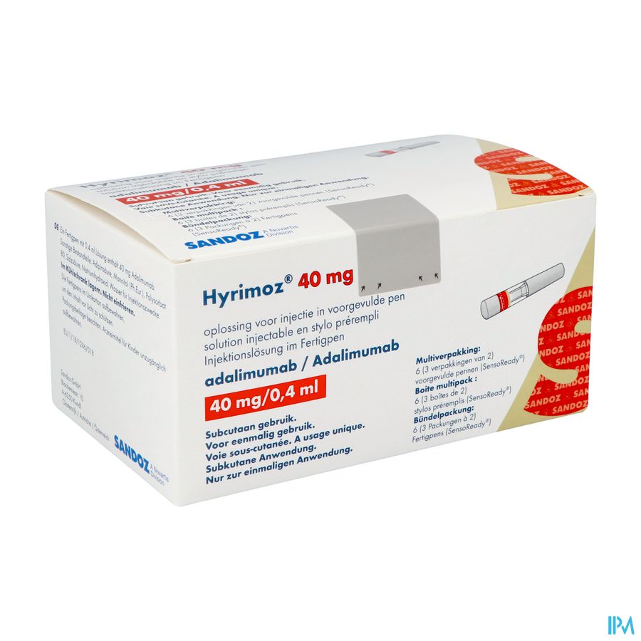 Hyrimoz 40mg Opl Inj 40mg/0,4ml Voorgevulde Pen 6 Hyrimoz 40mg Opl Inj 40mg/0,4ml Voorgevulde Pen 6
