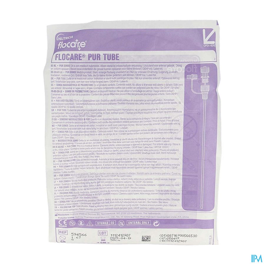 Flocare Nasogastrische Pur Sonde Ch5 50cm Flocare Nasogastrische Pur Sonde Ch5 50cm