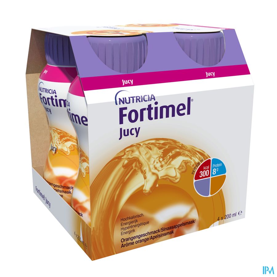Fortimel Jucy Sinaasappelsmaak Flesjes 4x200ml Fortimel Jucy Sinaasappelsmaak Flesjes 4x200ml