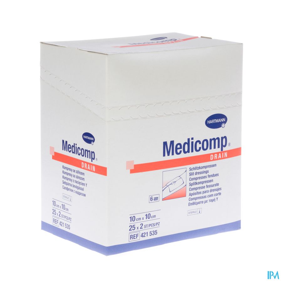 Medicomp Drain 10x10cm 6l. St.25x2 P/s Medicomp Drain 10x10cm 6l. St.25x2 P/s