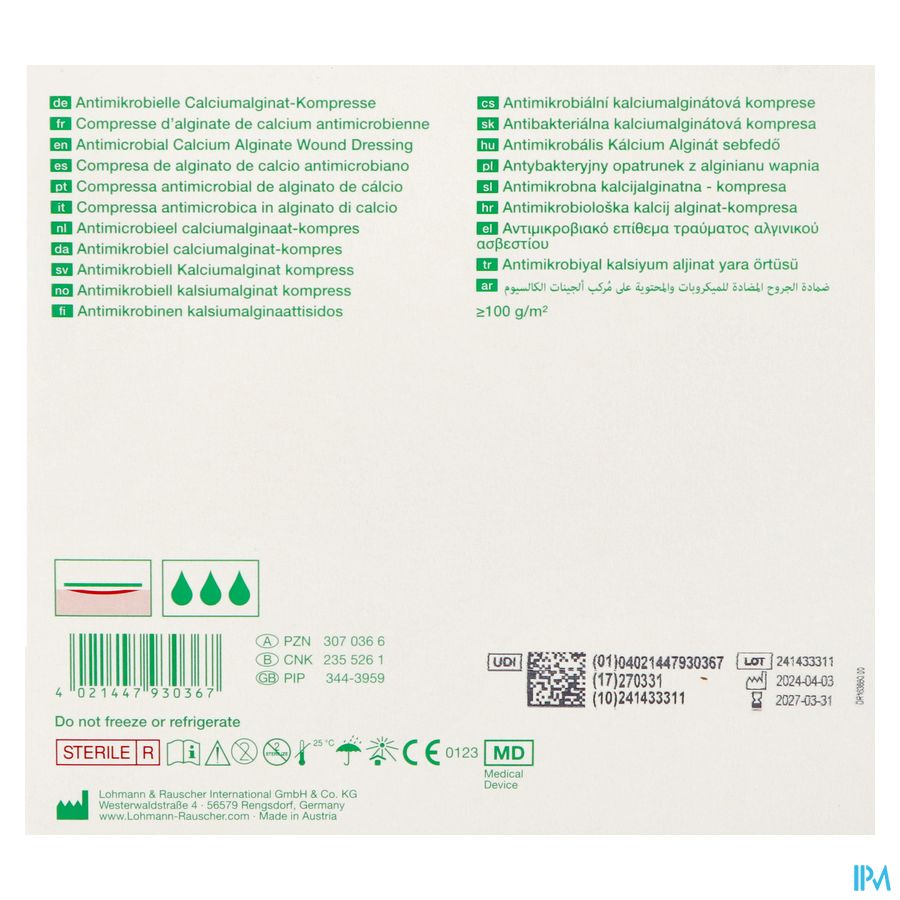 Suprasorb A+ag Kp Alg. Calc10x10cm 10 20571 149266 6