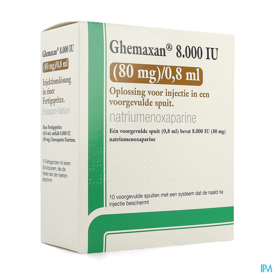 Ghemaxan 8.000ie 80mg/0,8ml Voorg.sp. 10+nldbesc Ghemaxan 8.000ie 80mg/0,8ml Voorg.sp. 10+nldbesc