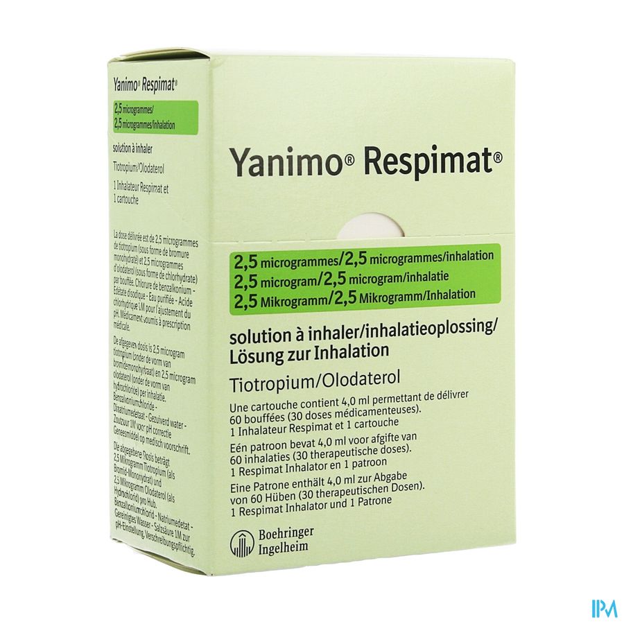 Yanimo Respimat 2,5mcg/2,5mcg/inhal. Patroon 1 Yanimo Respimat 2,5mcg/2,5mcg/inhal. Patroon 1