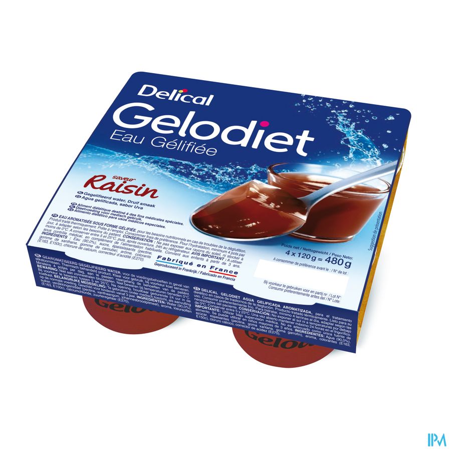 Gelodiet Gelwater Gesuikerd Druif Pot 4x120g Gelodiet Gelwater Gesuikerd Druif Pot 4x120g