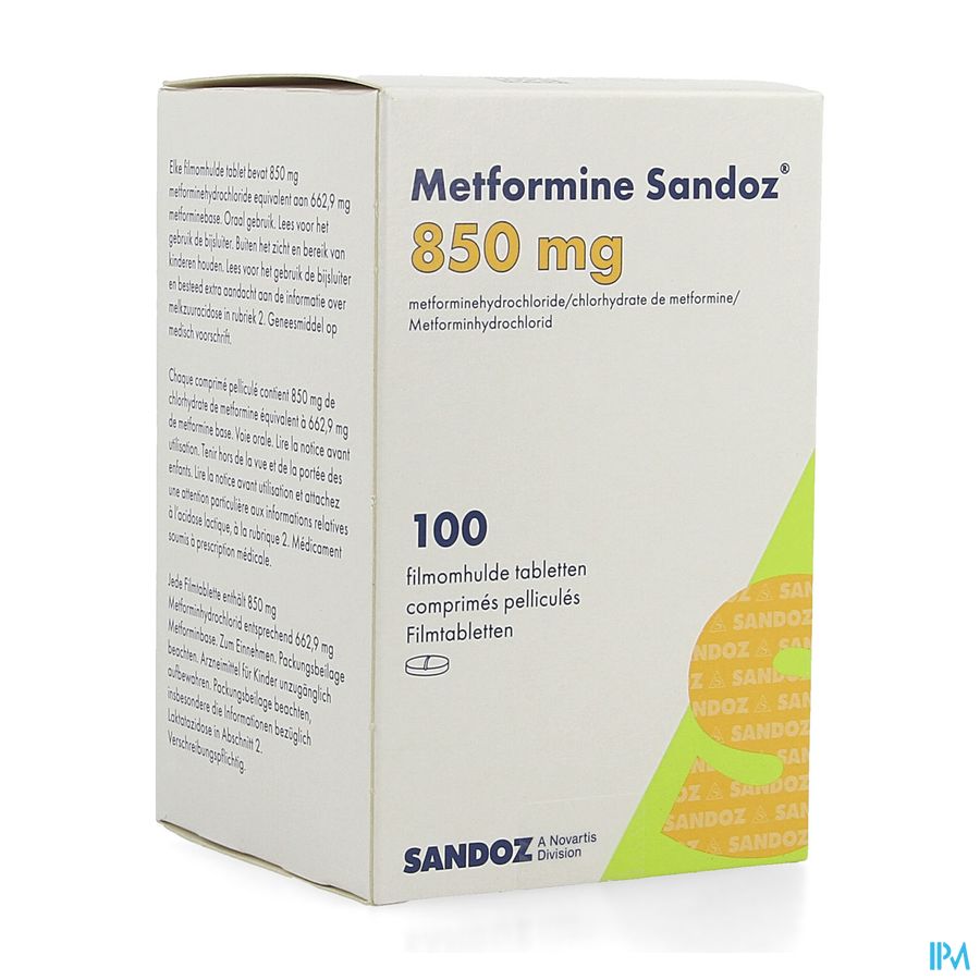 Metformine Sandoz 850mg Filmomh Tabl Pot100x850mg Metformine Sandoz 850mg Filmomh Tabl Pot100x850mg