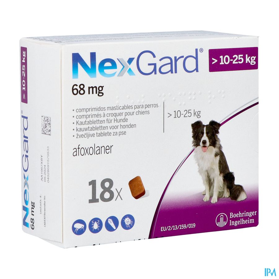 Nexgard 68mg >10- 25kg Kauwtabl 18 Nexgard 68mg >10- 25kg Kauwtabl 18
