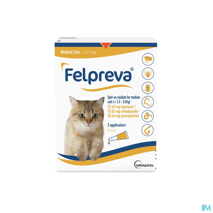 Felpreva Spot-on Oplossing Kat 2,5-5kg 2x0,74ml Felpreva Spot-on Oplossing Kat 2,5-5kg 2x0,74ml