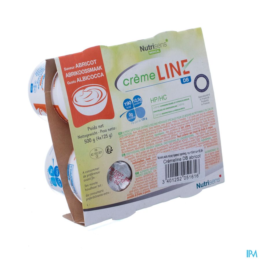 Cremeline+ Db Abrikoos Z/lactose 4x125g Cremeline+ Db Abrikoos Z/lactose 4x125g