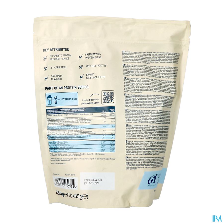 6d Recovery Shake Chocolate Pdr 850g 1