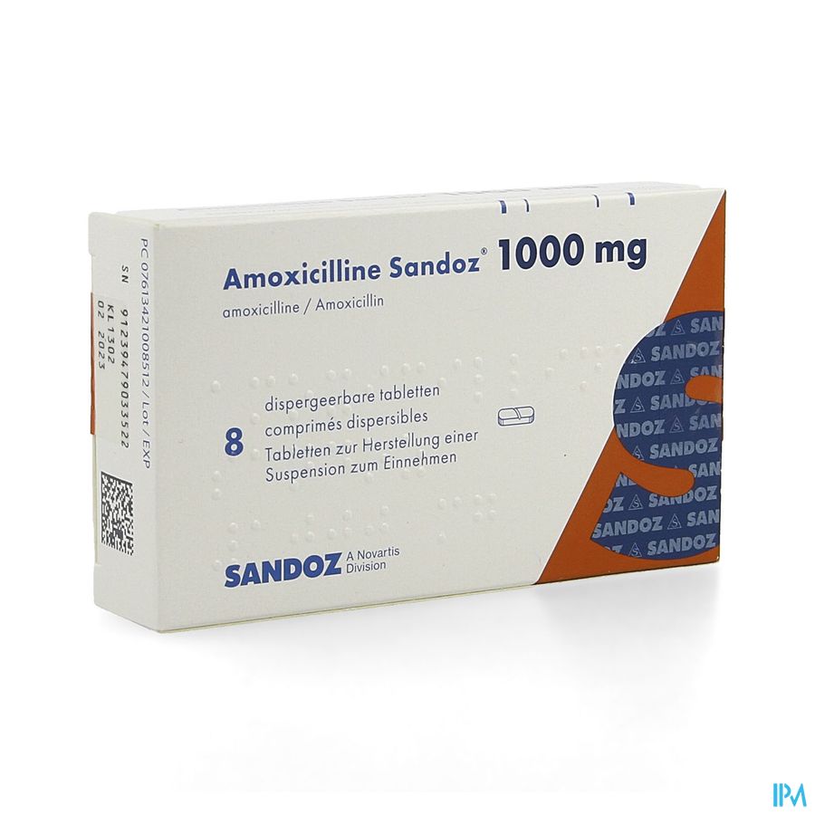 Amoxicilline Sandoz 1000mg Tabl Disp 8 1