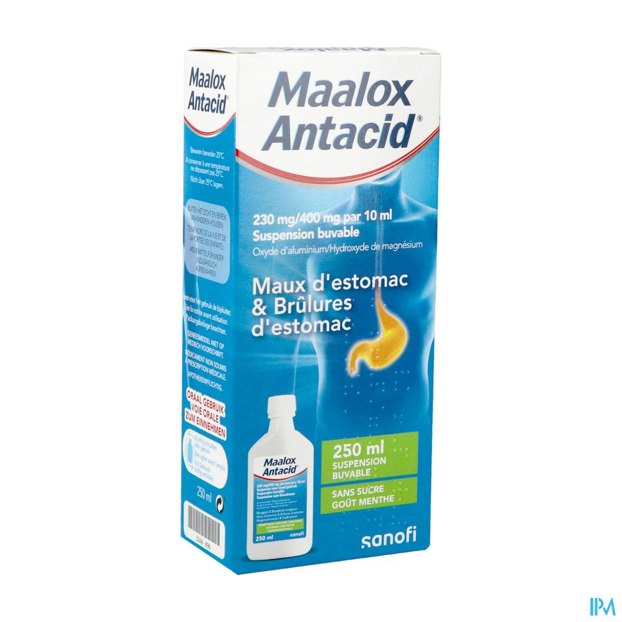 Maalox Antacid 230mg/400mg/10ml Susp Buvable 250ml Maalox Antacid 230mg/400mg/10ml Susp Buvable 250ml