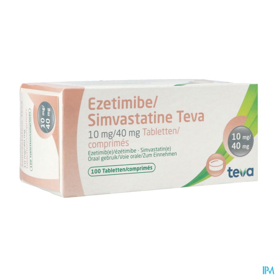 Ezetimibe Simvastatine Teva 10mg/40mg Comp 100 Ezetimibe Simvastatine Teva 10mg/40mg Comp 100