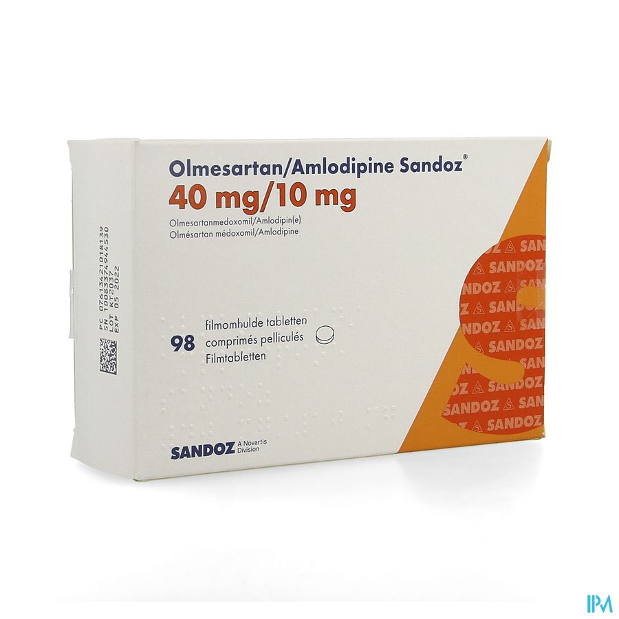 Olmesartan Amlodipine Sandoz 40/10mg Film.tabl 98