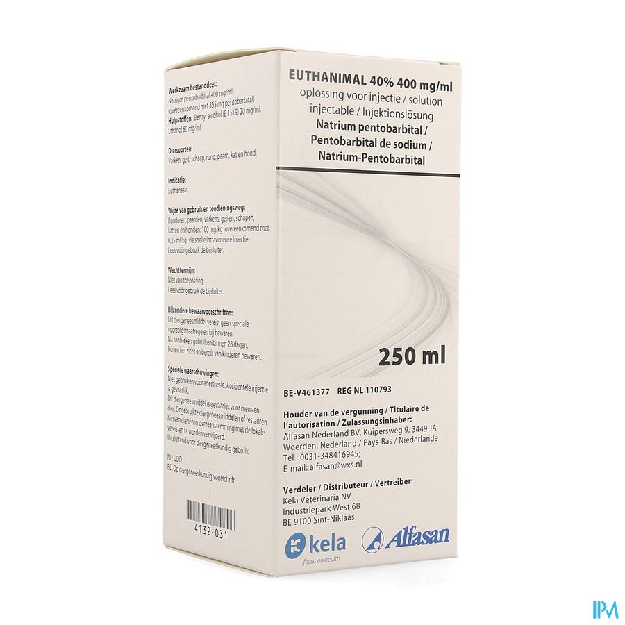 Euthanimal 40% 400mg/ml Sol Inj 250ml Euthanimal 40% 400mg/ml Sol Inj 250ml