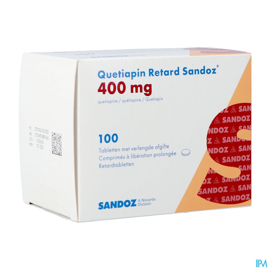 Quetiapin Retard Sandoz 400mg Verl.afg. Comp 100 Quetiapin Retard Sandoz 400mg Verl.afg. Comp 100