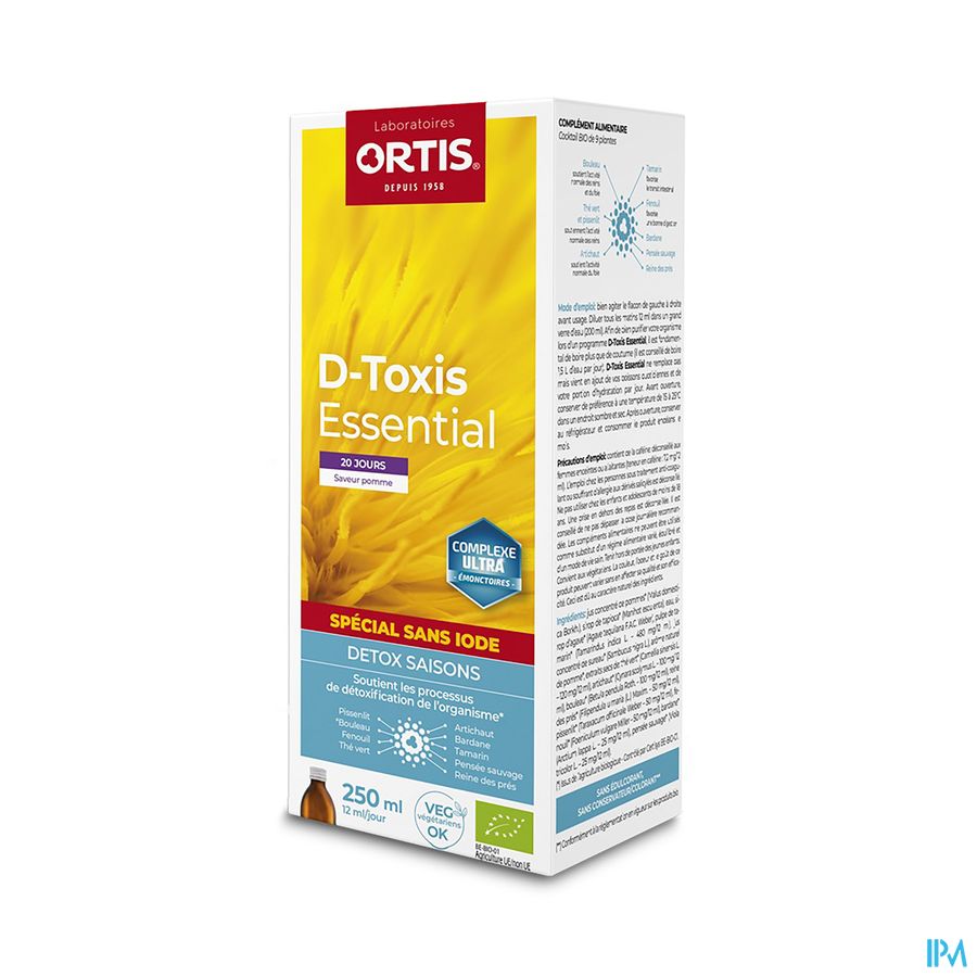 D Toxis Essential Sans Iode Pommes Bio 250ml D Toxis Essential Sans Iode Pommes Bio 250ml