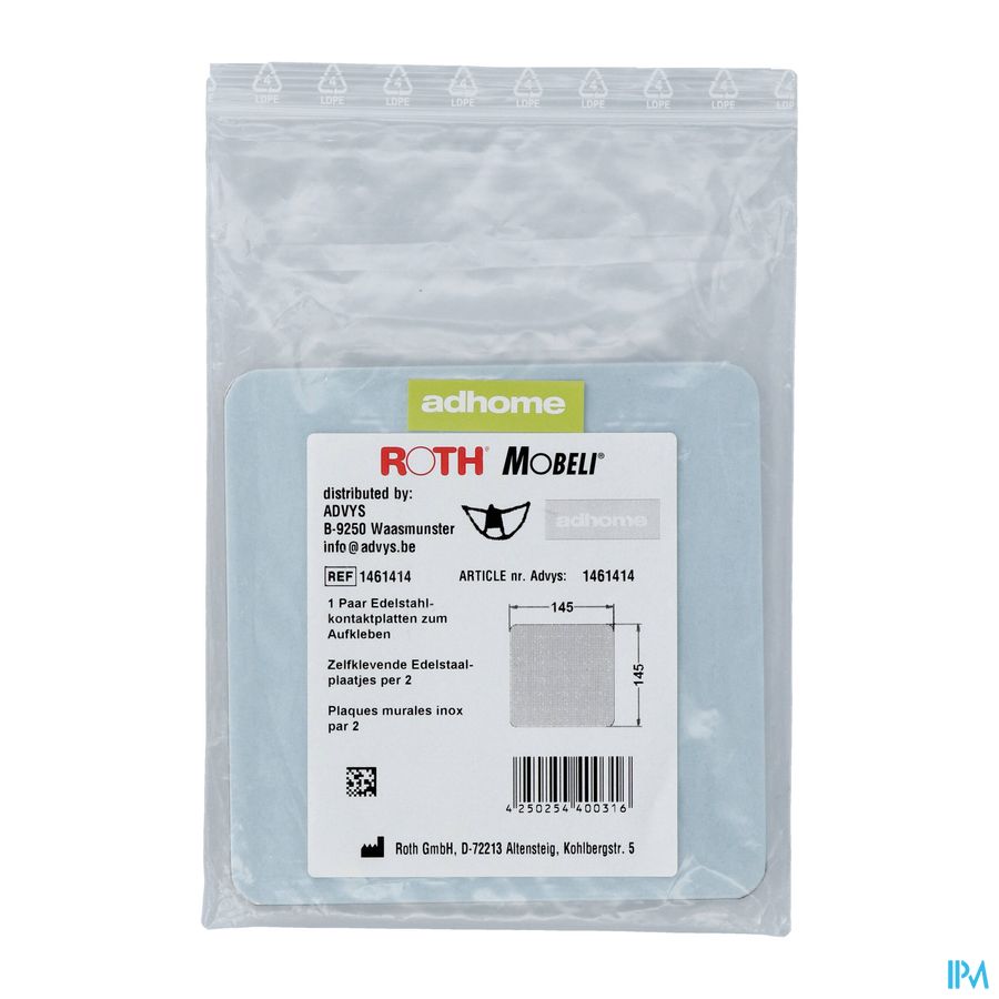 Edelstaalplaatjes Mobeli 14,5x14,5cm 2 Advys