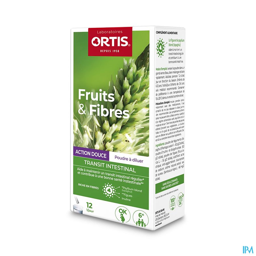 Ortis Fruits & Fibres Action Douce Sticks 12x10g Ortis Fruits & Fibres Action Douce Sticks 12x10g