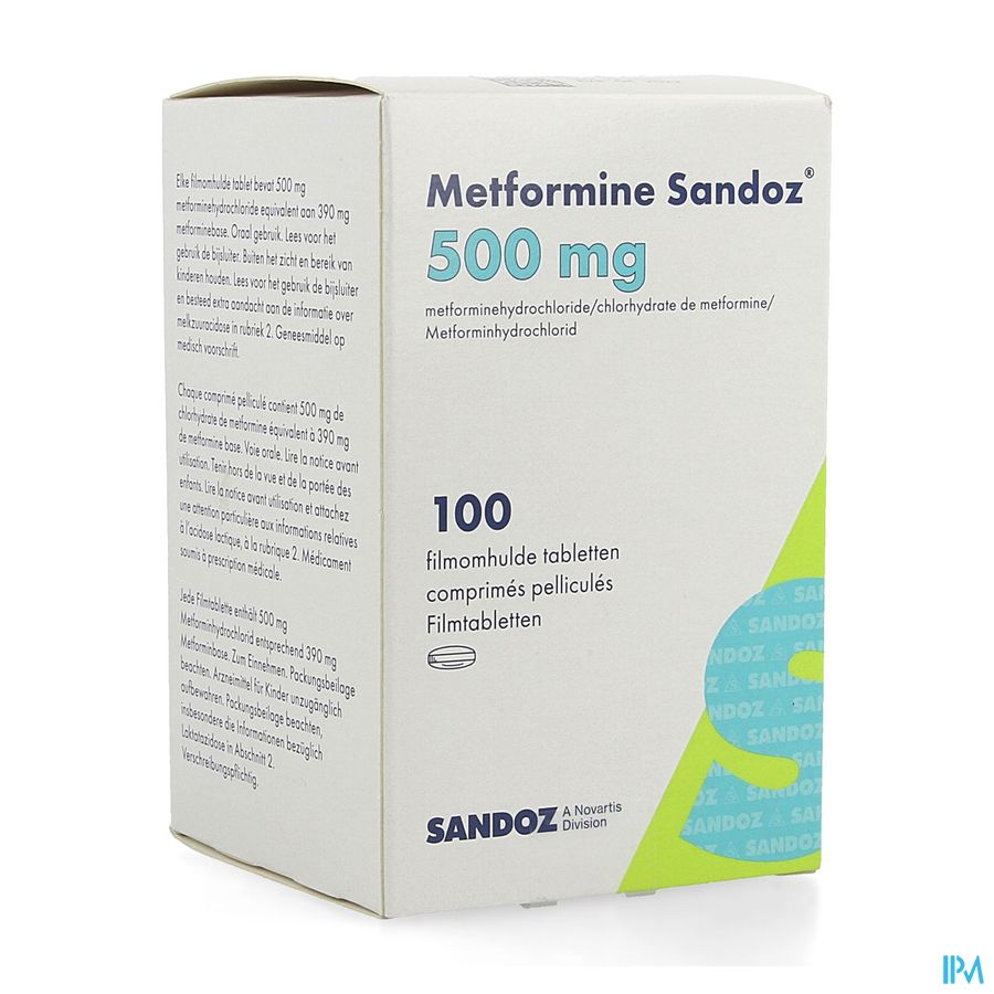 Metformine Sandoz 500mg Comp Pell Pot 100x500mg Metformine Sandoz 500mg Comp Pell Pot 100x500mg