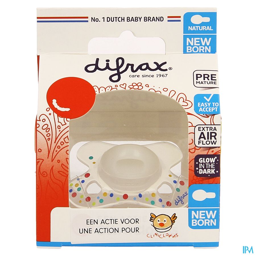 Difrax Fopspeen Natural Newborn Cliniclowns 1