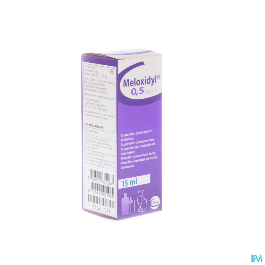 Meloxidyl 0,5mg/ml Orale Susp Kat Fl 1x15ml+spuit Meloxidyl 0,5mg/ml Orale Susp Kat Fl 1x15ml+spuit