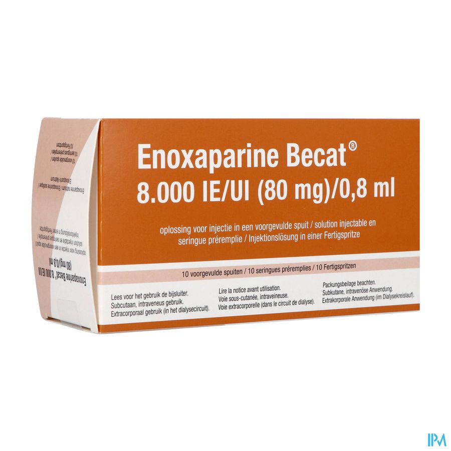 Enoxaparine Becat 8000ie 100mg/ml Voorgev.sp. 10 Enoxaparine Becat 8000ie 100mg/ml Voorgev.sp. 10