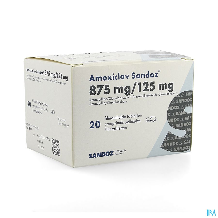 Amoxiclav Sandoz 875mg/125mg Comp 20 Amoxiclav Sandoz 875mg/125mg Comp 20
