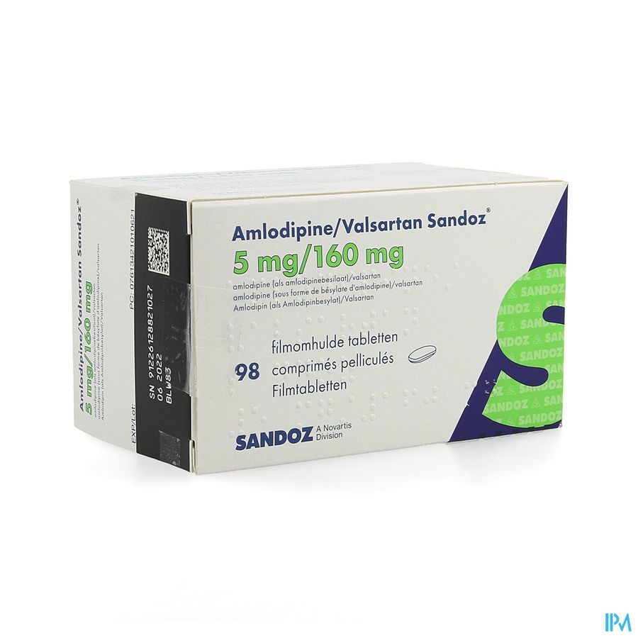 Amlodipine Valsartan Sandoz 5mg/160mg Comp 98 Amlodipine Valsartan Sandoz 5mg/160mg Comp 98