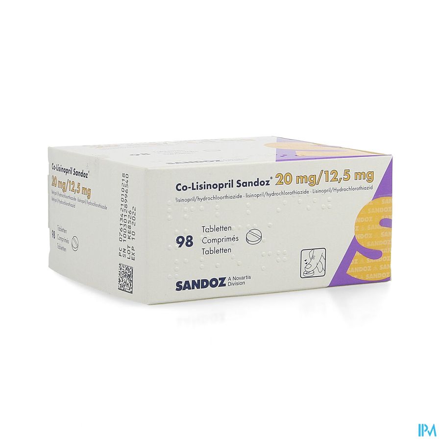 Co Lisinopril Sandoz 20mg/12,5mg Sandoz Comp 98 Co Lisinopril Sandoz 20mg/12,5mg Sandoz Comp 98
