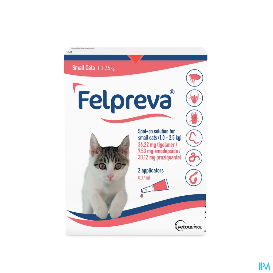 Felpreva Spot-on Oplossing Kat 1-2,5kg 2x0,37ml