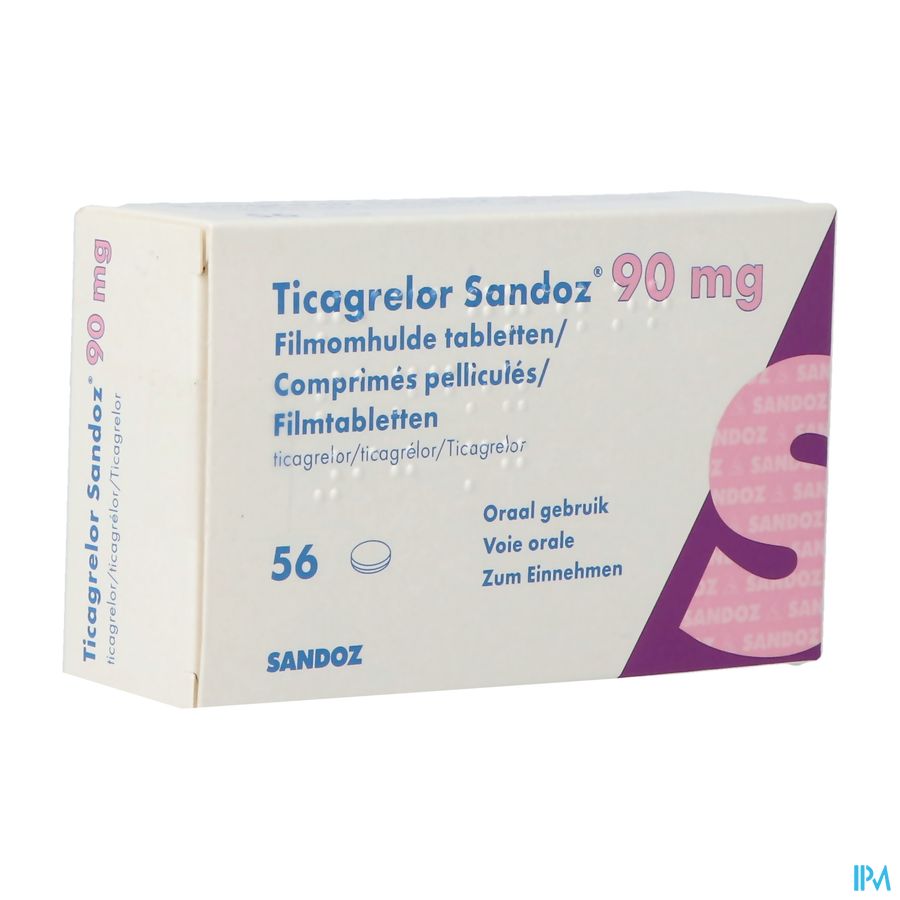 Ticagrelor Sandoz 90mg Filmomhulde Tabl 56 Ticagrelor Sandoz 90mg Filmomhulde Tabl 56