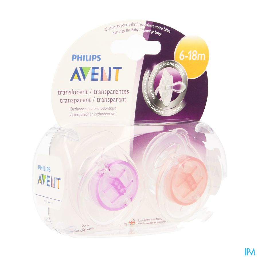 Philips Avent Fopspeen Transparant Silicone +6m 2 SCF170/22 Philips Avent Fopspeen Transparant Silicone +6m 2 SCF170/22