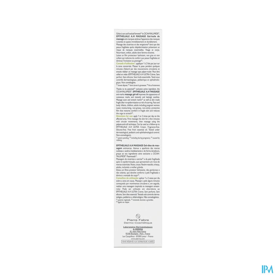 Aderma Epitheliale Ah Gel-huile Massage 40ml