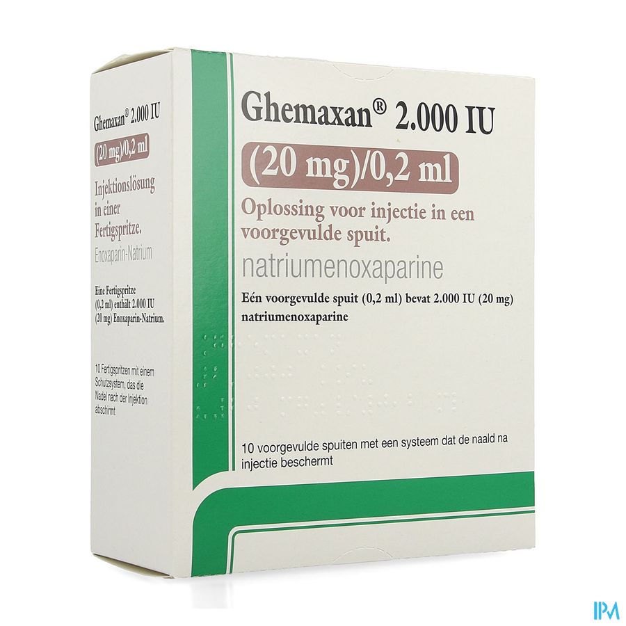 Ghemaxan 2.000ie 20mg/0,2ml Voorg.sp. 10+nldbesc Ghemaxan 2.000ie 20mg/0,2ml Voorg.sp. 10+nldbesc
