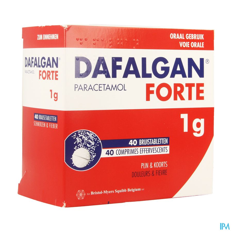 Dafalgan Forte 1g Impexeco Bruistabl 40 X 1g Pip Dafalgan Forte 1g Impexeco Bruistabl 40 X 1g Pip