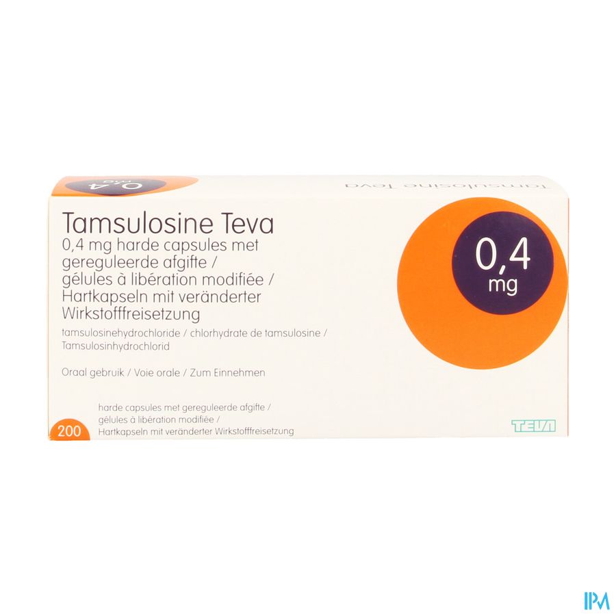 Tamsulosine Teva 0,4mg Lib.modif. Caps 200 Pip