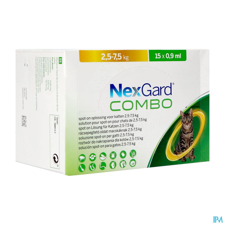 Nexgard Combo Spot-on Kat 2,5<7,5kg Opl 15x0,9ml Nexgard Combo Spot-on Kat 2,5<7,5kg Opl 15x0,9ml